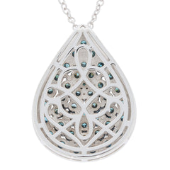 Elegant Blue Diamond Sterling Silver Pendant featuring intricate design and Moissanite accents.