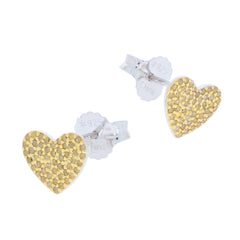 Heart-shaped earrings with sparkling yellow accent, crafted in sterling silver, perfect for everyday elegance.