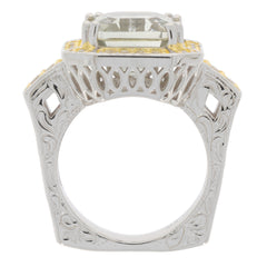 Emerald green amethyst sterling silver ring showcasing intricate design and sparkling gemstone accents.