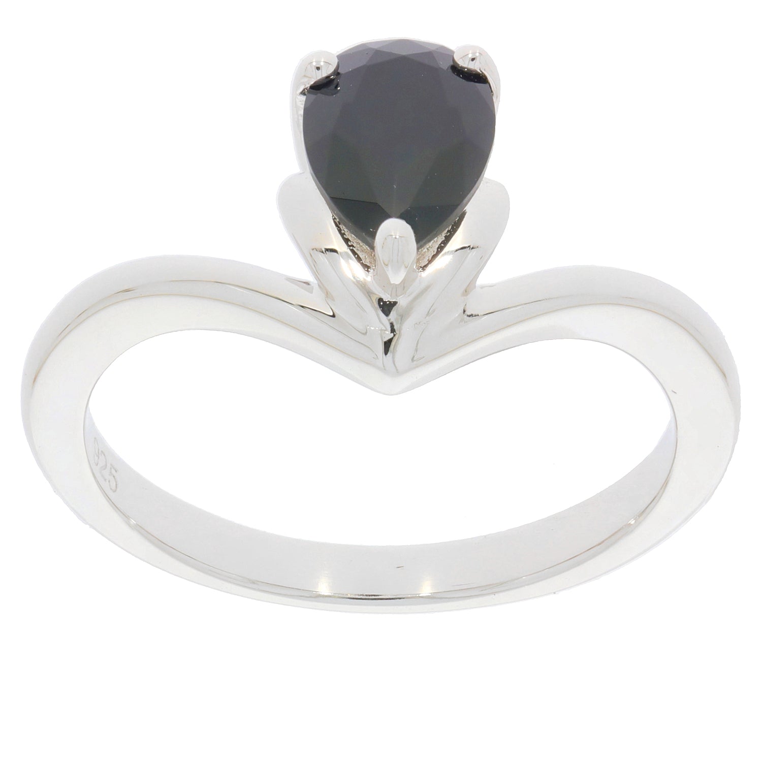 Elegant pear-shaped blue spinel sterling silver ring with a stunning polished finish.