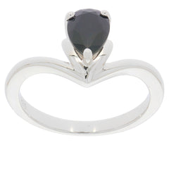 Elegant pear-shaped blue spinel sterling silver ring with a stunning polished finish.