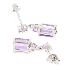 Purple Amethyst sterling silver earrings showcasing elegant design with sparkling gemstones.