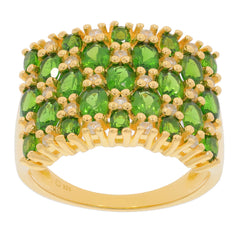 Green Chrome Diopside Sterling Silver Ring showcasing lush green gemstones in an elegant design.