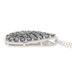 Blue Diamond Sterling Silver Pendant with Moissanite, featuring exquisite gemstone detailing and elegant design.