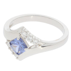 Elegant Blue Tanzanite Sterling Silver Ring with sparkling accents, showcasing luxury and sophistication.