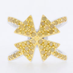 Yellow gemstone diamond ring with a unique star design in sterling silver, showcasing brilliant facets and sparkling elegance.