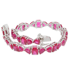 Elegant red ruby sterling silver bracelet featuring sparkling gemstones, perfect for adding sophistication to any look.