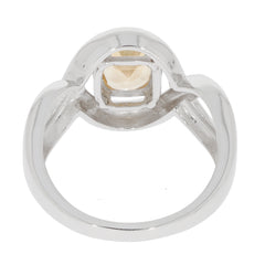 Cushion White Moissanite Sterling Silver Ring featuring a sparkling gemstone, perfect for elegant occasions.