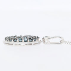 Blue diamond sterling silver pendant with sparkling gemstones, showcasing elegance and luxury.