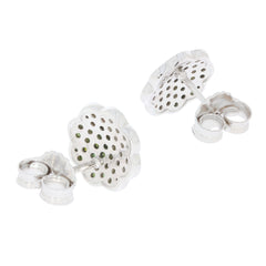 Green diamond sterling silver earrings with elegant floral design and sparkling gemstone accents.