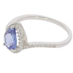 Sterling Silver Semi Mount Ring Setting Pear PE 8x6mm Halo White Topaz