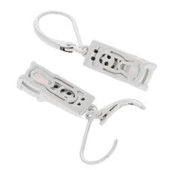 Cushion White Opal Sterling Silver Earrings with Diamond Accent, elegantly designed for sophisticated style.