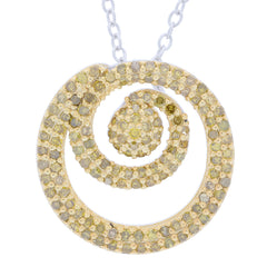 Elegant swirl pendant in sterling silver adorned with shimmering yellow diamonds, perfect for sophisticated style.