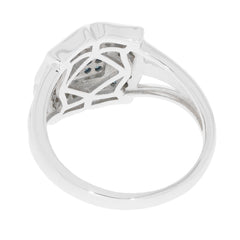 Back view of a Blue Diamond Sterling Silver Ring showcasing intricate design and craftsmanship.