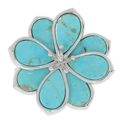 Elegant turquoise flower ring in sterling silver highlighting natural gemstone beauty.
