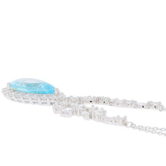 Pear blue topaz sterling silver necklace showcasing a stunning gemstone pendant and elegant chain design.