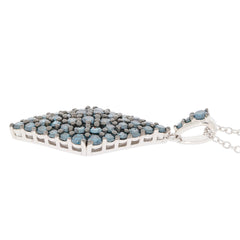 Blue diamond sterling silver pendant adorned with sparkling gemstones, showcasing elegance and luxury.