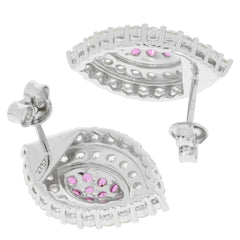 Round yellow Moissanite sterling silver earrings with accent, showcasing sparkling gemstones and elegant design.