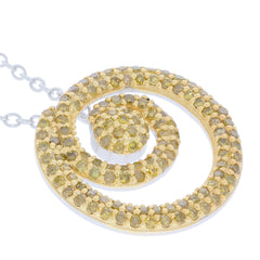 Elegant yellow gemstone spiral pendant necklace with sparkling accents in silver setting.