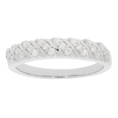 Elegant white diamond sterling silver ring with sparkling accents for a luxurious look.