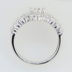 Sterling Silver Semi Mount Ring Setting with White Topaz, designed for Marquise MQ 12x6mm gemstones.