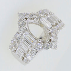 Sterling Silver Semi Mount Ring Setting featuring White Topaz gemstones, designed for custom main gemstone placement.