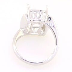 Sterling silver semi mount ring setting with cushion design ready for customization for white topaz gemstones.