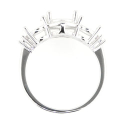 Sterling Silver Semi Mount Ring Setting for 9x7mm oval gem with three stone design. Ideal for personalized jewelry.