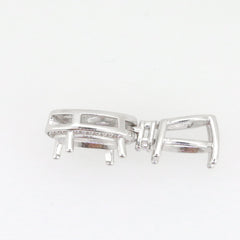 Sterling Silver Semi Mount Pendant Setting for Oval Gemstones with White Topaz, handcrafted and customizable.