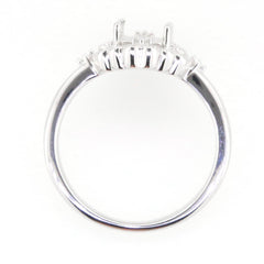 Sterling Silver semi mount ring setting for 8x6mm gemstone, showcasing Art Deco design and quality craftsmanship.