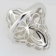 Sterling silver semi mount ring setting showcasing intricate design, ideal for multiple stone styles with topaz accents.
