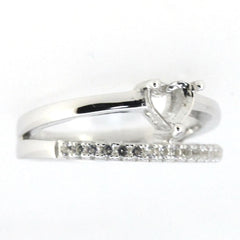Sterling Silver Semi Mount Ring Setting featuring heart design and white topaz accents.