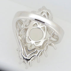 Sterling Silver Semi Mount Ring Setting with intricate design, empty center for custom gemstone, elegant cocktail ring.