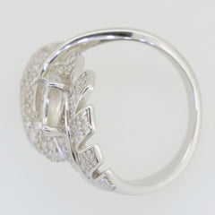 Sterling Silver Semi Mount Cocktail Ring Setting with intricate design and space for 8x6mm oval gemstone.