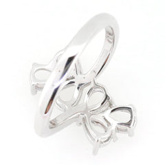 Sterling silver semi mount ring setting with an elegant bypass design for multiple stone cocktail rings.
