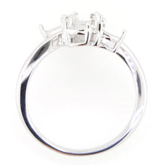 Sterling silver semi mount ring setting featuring four prongs for multiple stone cocktail design.