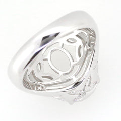 Sterling silver semi mount ring setting featuring a decorative open design for an oval gemstone.