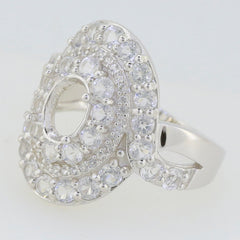 Sterling silver semi mount ring setting with twisted shank and double halo design featuring white topaz accents.