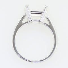 Sterling silver semi mount ring setting with cushion space for 10x10mm stone and white topaz accents.