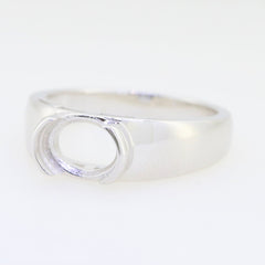 Sterling Silver Semi Mount Ring Setting for Oval 8x6mm Bezel Set, suitable for White Topaz gemstones.