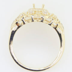 Sterling Silver Semi Mount Ring Setting designed for a 6x4mm oval gemstone, featuring intricate detailing and a polished finish.