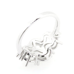 Sterling Silver semi mount ring setting for oval stones, featuring intricate design, ideal for custom gemstones.