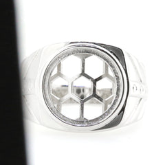 Sterling Silver Semi Mount Ring Setting featuring a round 12x12mm cabochon stone design, ideal for custom gemstone placement.