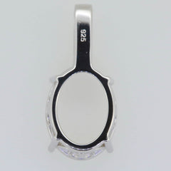 Sterling Silver Semi Mount Pendant Setting for 16x12mm stone with White Topaz accents, polished finish.