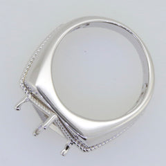 Men's sterling silver semi mount ring setting, for 7x7mm princess cut gemstone, custom size available.