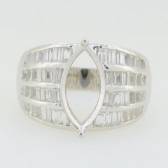 Sterling Silver Semi Mount Ring Setting with Marquise shape, featuring an elegant design for engagement or wedding.
