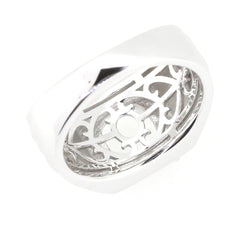 Men's sterling silver semi mount ring setting with intricate interior design, designed for an 8x8mm cushion gemstone.