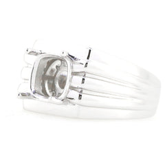 Men's sterling silver semi mount ring setting with cushion slot for 8x8mm gemstone, made to order.