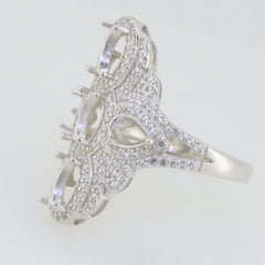 Sterling silver semi mount ring setting for multiple stones with white topaz accents, elegant cocktail ring design.