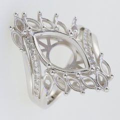 Sterling Silver Semi Mount Ring Setting with intricate design for multiple stones featuring White Topaz accents.